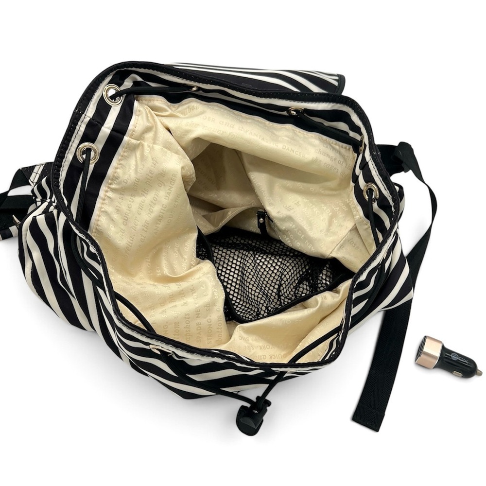 Kate Spade New York Classic Back Pack Black White Stripe Full Size - Picture 13 of 15